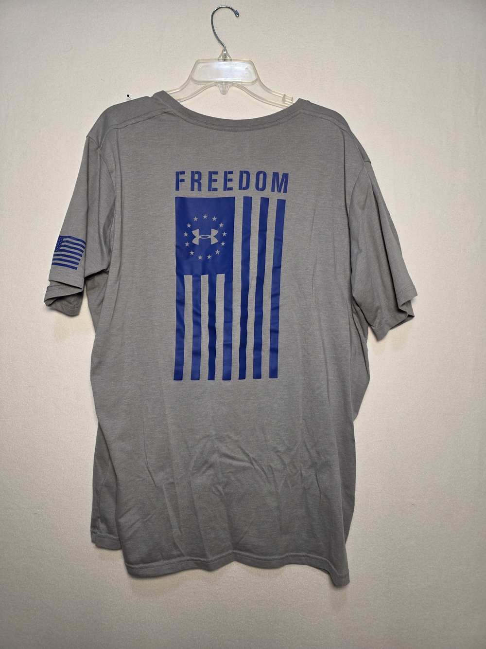 Under Armour Men’s Freedom Graphic T-Shirt - Gray with Blue Print